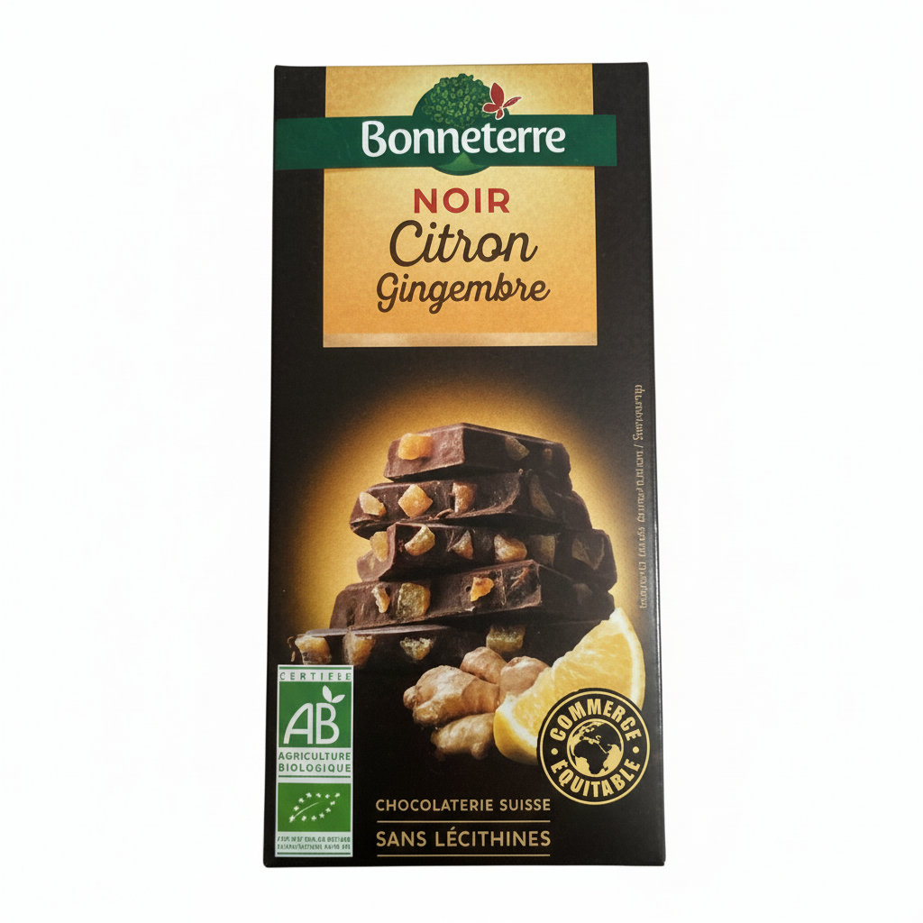 Chocolat noir citron gingembre 100g