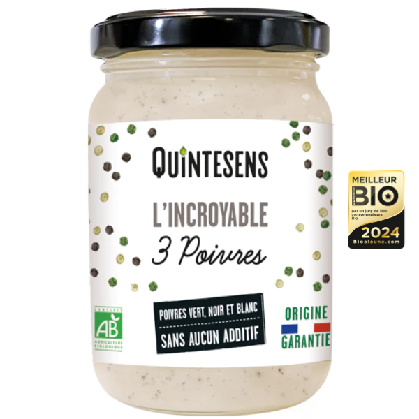 Quintesens -- L'incroyable sauce aux 3 poivres bio - 180 g